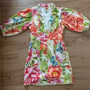 Farm Rio eyelet short sleeve mini dress